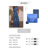 Women's pants: european and american style, autumn/winter hot seller, amazon bestseller, casual & unique denim bandeau top & braided rope wide-leg pants set