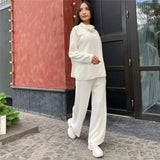 Ladies Leisure Knitwear Polo Collar Sweater Suit Casual Knitted Two-Piece
