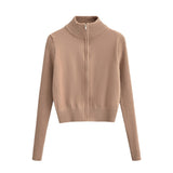 Women Sweater Knitwear Turtleneck Zipper Knitted Cardigan Coat Sweater