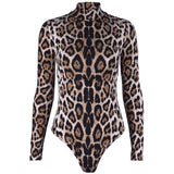 Women Jumpsuit Spring Sexy Turtleneck Skinny Print Long Sleeve Jumpsuit (Hawthaw0412)