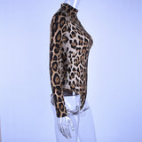 Women Jumpsuit Spring Sexy Turtleneck Skinny Print Long Sleeve Jumpsuit (Hawthaw0412)