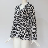 Women T-shirt Shirt Autumn Sexy Leopard Print Chiffon Shirt Women's Shirt OL