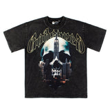 Hip-hop t-shirts: american retro skull print summer loose fit casual trendy hip-hop short sleeve tee