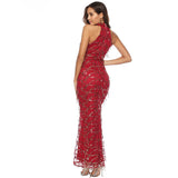 Women's Evening Gown Turtleneck Tassel Sequins Dress Long Dress