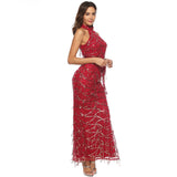 Women's Evening Gown Turtleneck Tassel Sequins Dress Long Dress