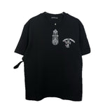 Ch hip-hop t shirts ch croo short-sleeved colorful horseshoe logo embroider short-sleeved distressed round neck t-shirt american high street casual