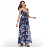 Women's Evening Gown Sexy Backless Chiffon Printed Large Swing Dress Dress