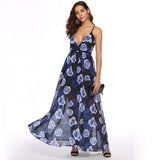 Women's Evening Gown Sexy Backless Chiffon Printed Large Swing Dress Dress
