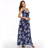 Women's Evening Gown Sexy Backless Chiffon Printed Large Swing Dress Dress