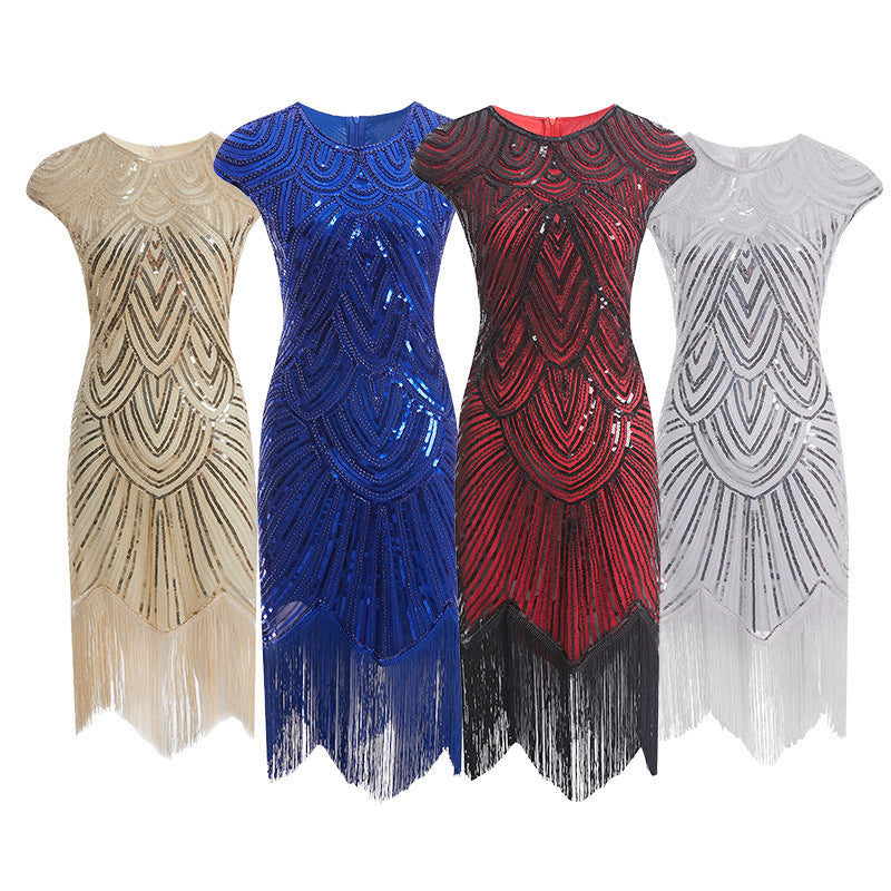 Flappers 1920S Dress Vintage Sequin Dress Gatsby Ball Tassel Dress