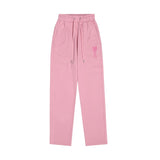 Ami aheoine heart embroidery macaron casual sweatpants - straight leg, drawstring elastic waist