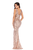 Women Evening Gown Sexy V-neck Stretch Green Sequins Dress Formal Dress