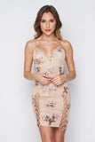 Women Evening Gown Sexy V-neck Backless Hollow-out Sequin Dress