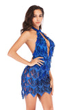 Women Evening Gown Sexy V-neck Backless Tassel Sequins Dress