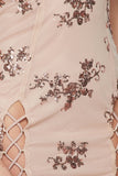 Women Evening Gown Sexy V-neck Backless Hollow-out Sequin Dress