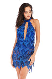 Women Evening Gown Sexy V-neck Backless Tassel Sequins Dress