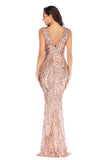 Women Evening Gown Sexy V-neck Stretch Green Sequins Dress Formal Dress