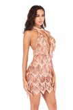 Women Evening Gown Sexy V-neck Backless Tassel Sequins Dress