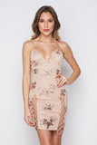 Women Evening Gown Sexy V-neck Backless Hollow-out Sequin Dress
