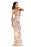 Women Evening Gown Sexy V-neck Stretch Green Sequins Dress Formal Dress