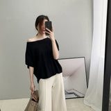Women Knitted T-shirt Autumn Knitted Short-Sleeved T-shirt