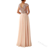 Robe Bridgerton V-neck Sequins Chiffon Stitching Evening Long Dress
