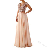 Robe Bridgerton V-neck Sequins Chiffon Stitching Evening Long Dress