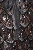 Women's Evening Gown Sexy V-neck Backless Tassel Sequins Dress