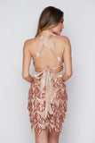 Women's Evening Gown Sexy V-neck Backless Tassel Sequins Dress