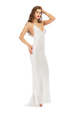 Women's Evening Gownv Collar Backless Long Stretch Sequins Dress
