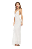 Women's Evening Gownv Collar Backless Long Stretch Sequins Dress