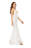 Women's Evening Gownv Collar Backless Long Stretch Sequins Dress
