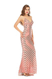 Women's Evening Gownv Collar Backless Long Stretch Sequins Dress