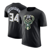NBA T-Shirts NBA Basketball Suit Short Sleeve Bucks T-Shirt Men