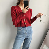 Women Cardigan Sweater Short Cardigan Autumn Knitted Coat 8t2068