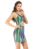 Women Evening Gown Sexy Backless Hollow out Stretch Sequins Dress