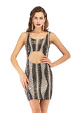 Women Evening Gown Sexy Backless Hollow out Stretch Sequins Dress