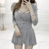 Women Dresses Summer Cardigan Sexy Suspenders Dress Two-Piece Set