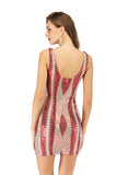Women Evening Gown Sexy Backless Hollow out Stretch Sequins Dress