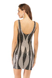 Women Evening Gown Sexy Backless Hollow out Stretch Sequins Dress