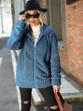 Women Trench Coat Lapel Long-Sleeve Zipper Mid-Length Double-Sided Plush Coat