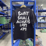 saint m t shirts s.m skull letter graphic crew neck pullover short sleeve t-shirt