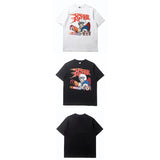Hip-hop t-shirts: american street style graphic tee - cartoon racer print, relaxed fit, trendy top
