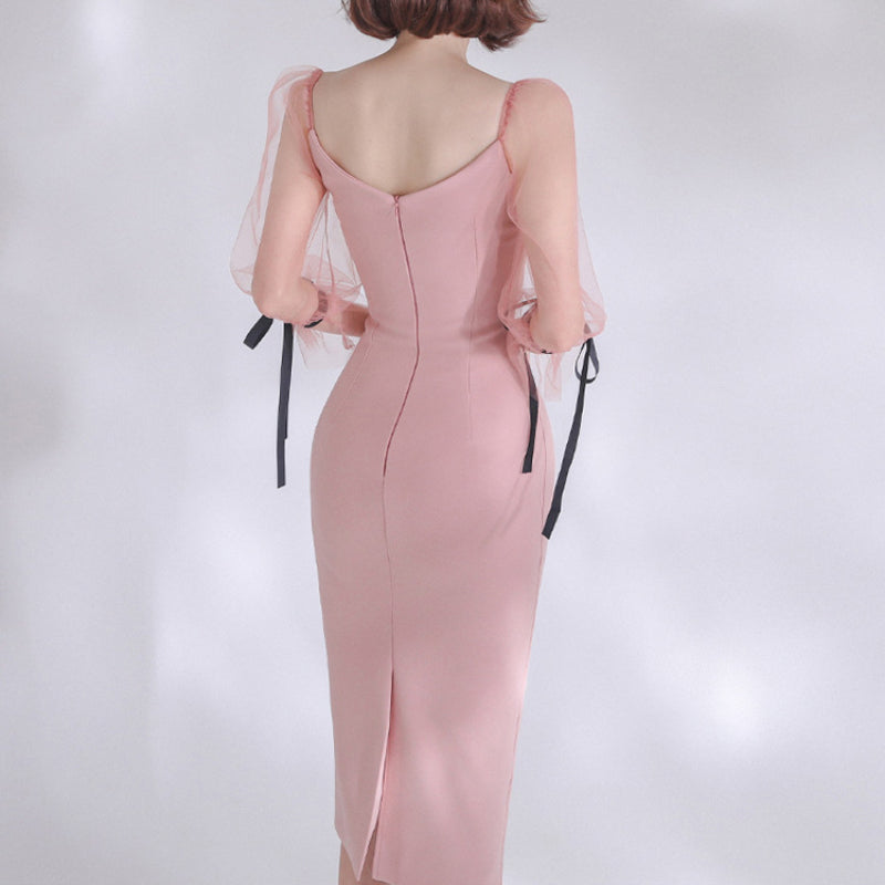 Women Maxi Dress Autumn Winter Sexy Mesh Dress