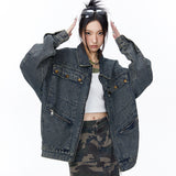 Unisex Jacket Autumn Rivet Denim Clothing