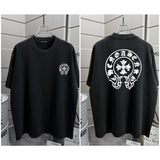 Ch hip-hop t shirts high version ch short sleeve sanskrit printingloosecasualpure cotton american heavy weight short sleeve men