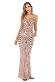 Women's Sexy V-neck Strap Vintage Sequins Dress Formal Dress