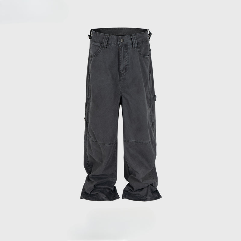 MIJKO Mens Vintage Pants MIJKO American vintage stitching overalls straight