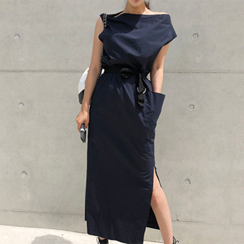 Women Dresses Split Pocket Dress (Qymy0409)
