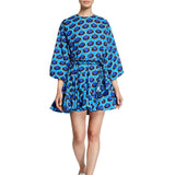 Women Dresses Lantern Sleeve Pleated Skirt Printed Dress (Qymy0409)
